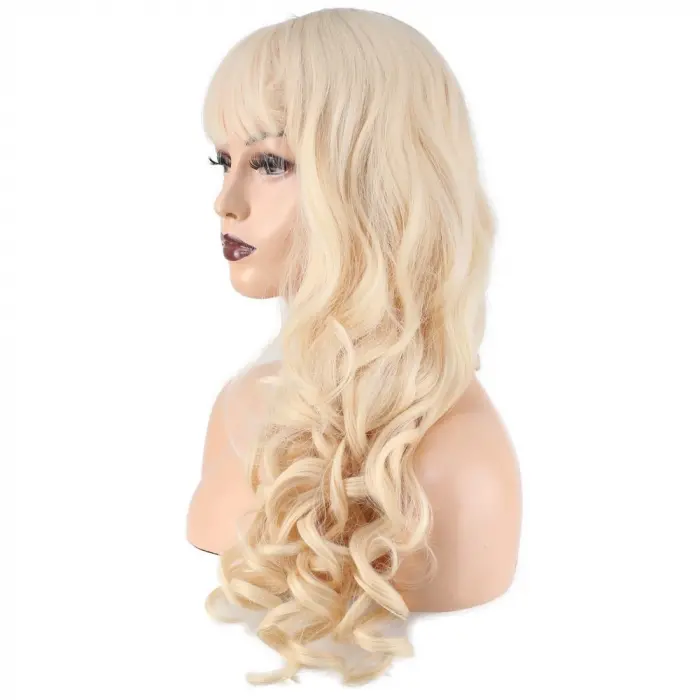 Daalı Perçemli Uzun Fiber Sen Peruk / Platin