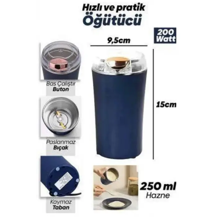 Dayanıklı Paslanmaz Çelik Kolay Kullanım Kahve Ve Baharat Öğütücü