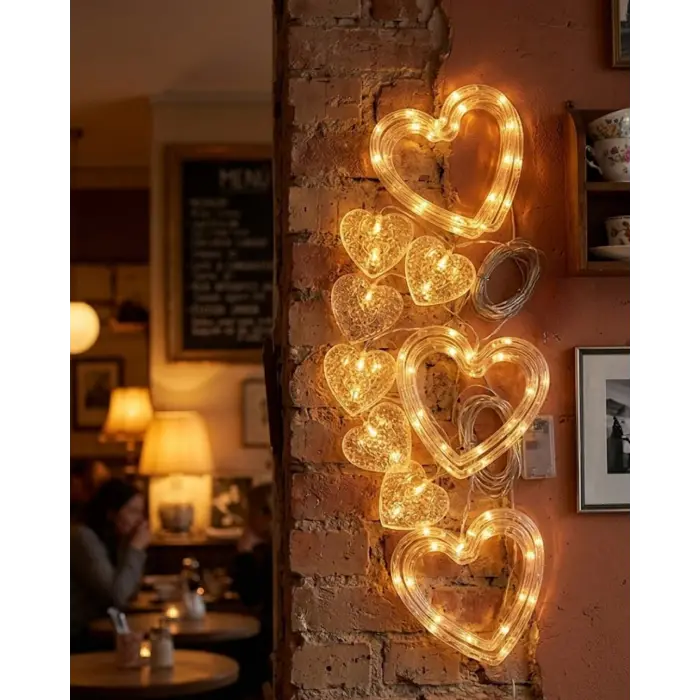 Dekoratif Kalp LED Neon Lamba Romantik Oda Balkon ve Masa Üstü Işığı