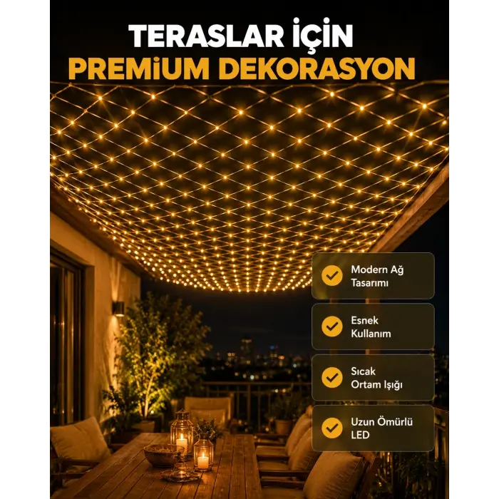 Dekoratif LED File Işık Ağ Tasarımlı Balkon Bahçe ve Oda Aydınlatması