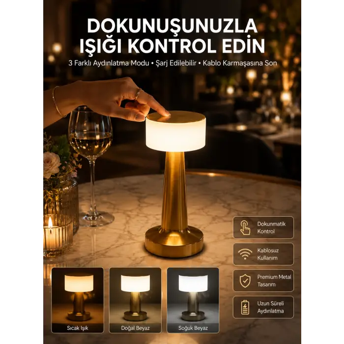 Dekoratif Masa Lambası Dokunmatik Renk Değiştirebilen Gece Lambası
