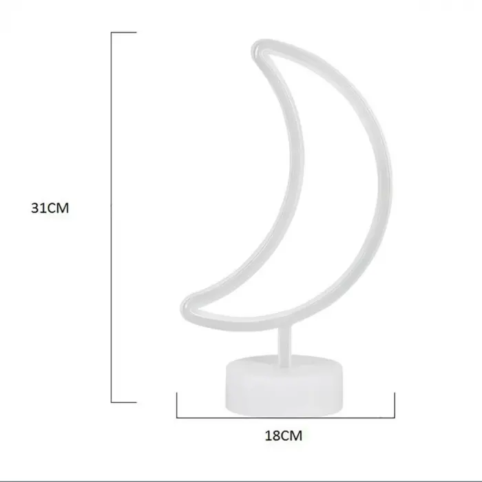 Dekoratif Pilli Ay Tasarımlı 3d Neon Led Masa Ve Gece Lambası Bx40