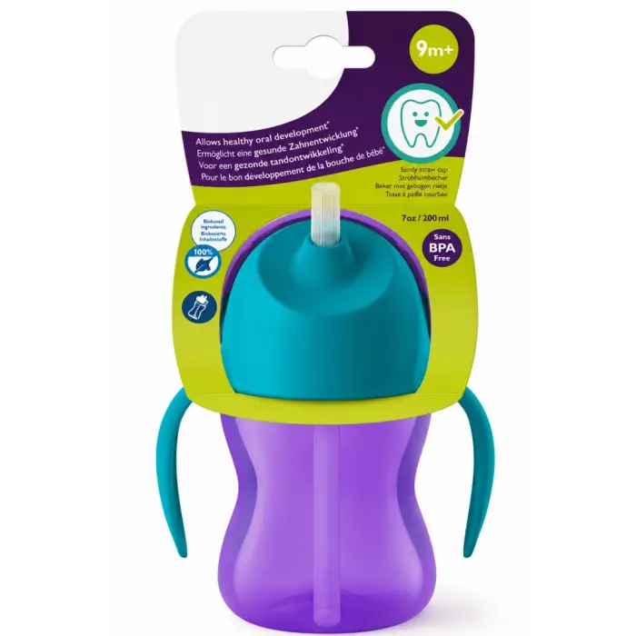 Desenli Pipetli Bardak 200 ml Kız
