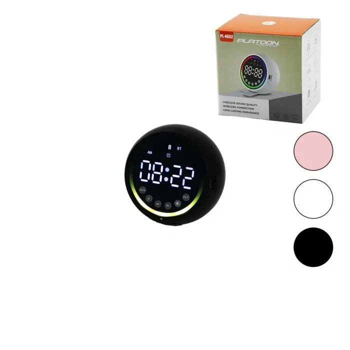 Dijital Saat - Bluetooth Wireless Mini Hoparlör Speaker Usb Şarjlı - Işıklı 5w Pl-4652 Bx40