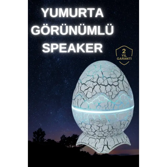 Dinozor Yumurtası Gece Masa Lambası Bluetooth Hoparlör 14 Renk Seçeneği