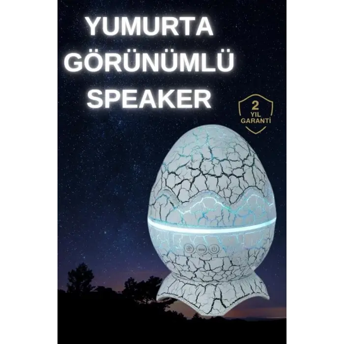 Dinozor Yumurtası Gece Masa Lambası Bluetooth Hoparlör 14 Renk Seçeneği
