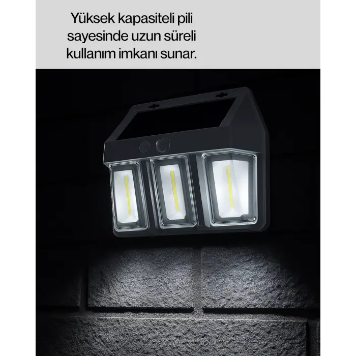 Dış Mekan Solar Duvar Lambası – 120° Hareket Algılama, 3 Işık Modu