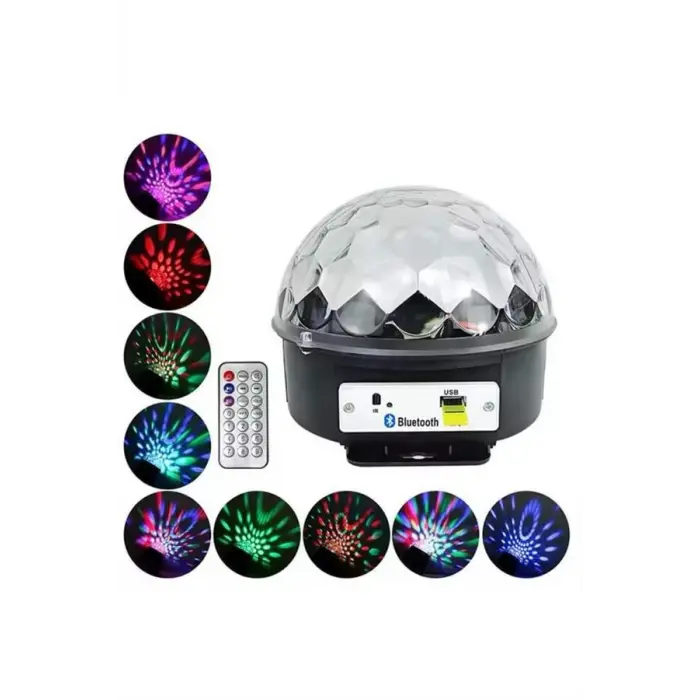 Disko Topu Renkli Işıklı Lazer Parti Bluetooth Bağlantılı Led Küre