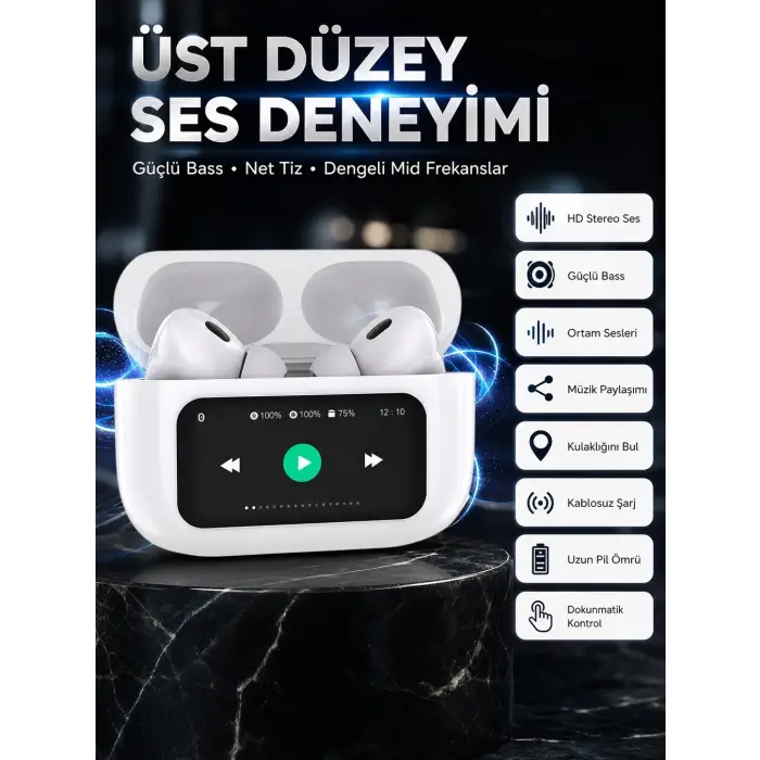Dokunmatik Ekranlı Bluetooth Kulaklık TWS İOS Android Tüm Telefonlara Uyumlu Kulaklık Yeni Nesil