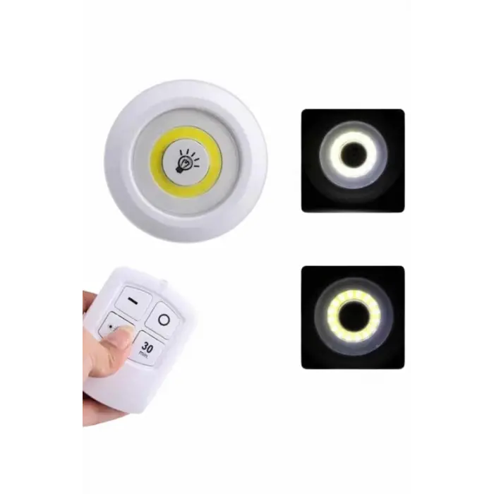Dolap Işığı Mutfak Rafı Işığı Uzaktan Kumandalı 3 Lü Spot Led Lamba