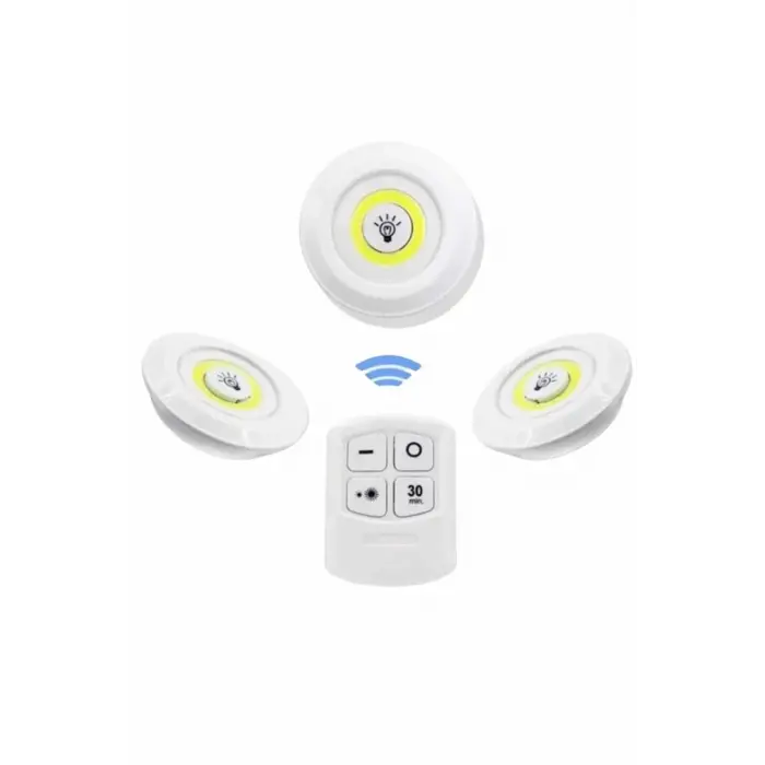 Dolap Işığı Mutfak Rafı Işığı Uzaktan Kumandalı 3 Lü Spot Led Lamba