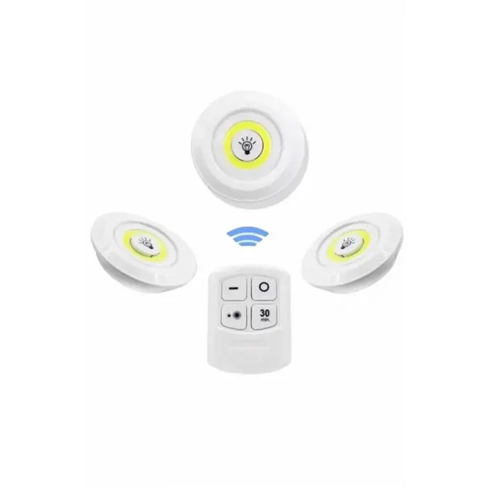 Dolap Işığı Mutfak Rafı Işığı Uzaktan Kumandalı 3 Lü Spot Led Lamba