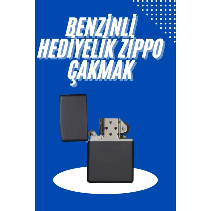 Doldurulabilir Siyah Benzinli Çakmak Metalik