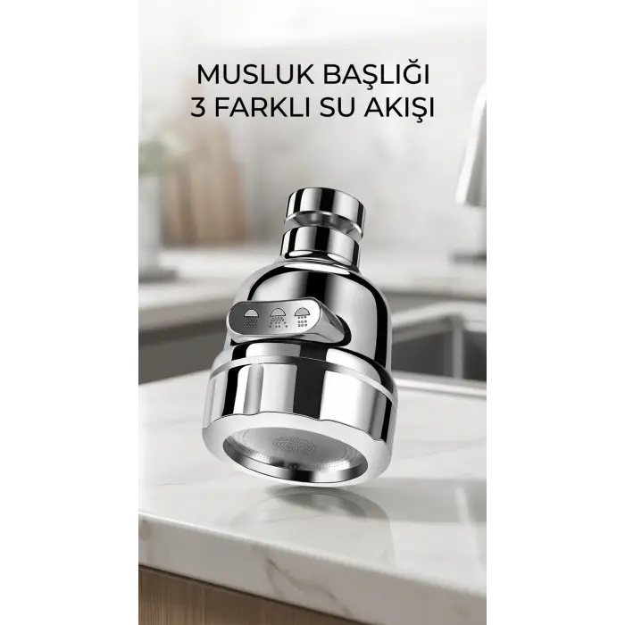 Döner Krom 3 Fonksiyonlu Su Tasarruflu Mutfak Lavabo Aparatı