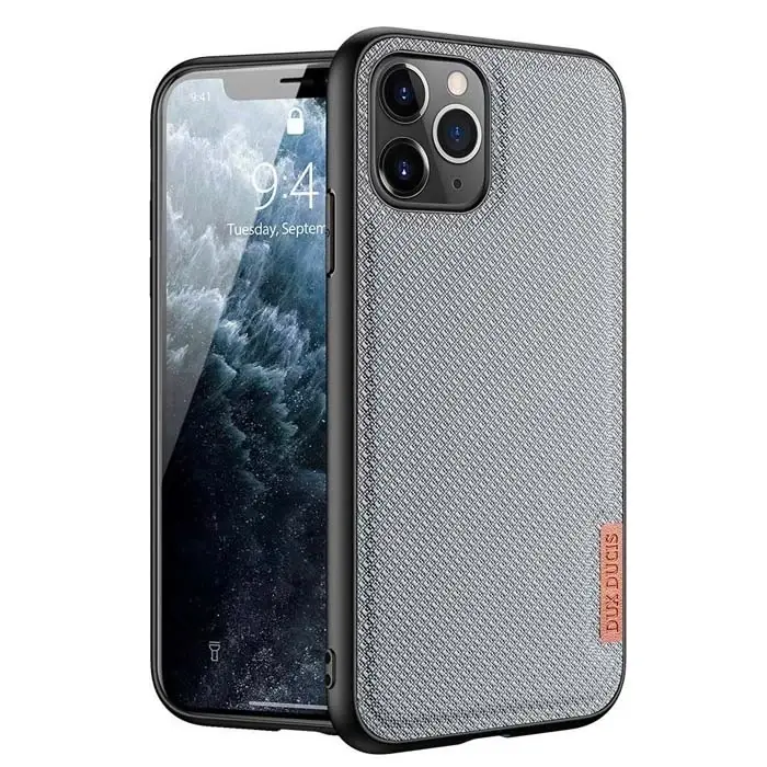 Dux Ducis Fino Serisi iPhone 11 Pro Max Kılıf Premium Dokuma Silikon Kılıf-(5775)