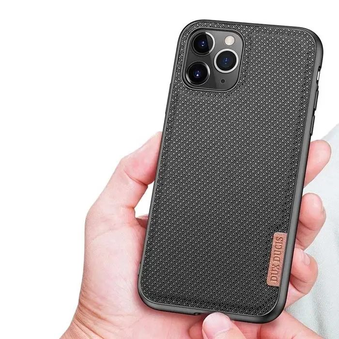 Dux Ducis Fino Serisi iPhone 11 Pro Max Kılıf Premium Dokuma Silikon Kılıf-(5775)