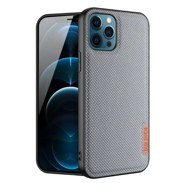 Dux Ducis Fino Serisi iPhone 12 Pro Max Kılıf Premium Dokuma Silikon Kılıf-(5775)