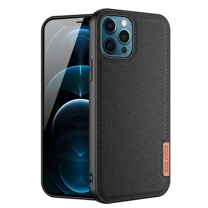 Dux Ducis Fino Serisi iPhone 12 Pro Max Kılıf Premium Dokuma Silikon Kılıf-(5775)