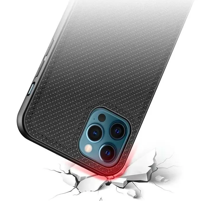 Dux Ducis Fino Serisi iPhone 12 Pro Max Kılıf Premium Dokuma Silikon Kılıf-(5775)