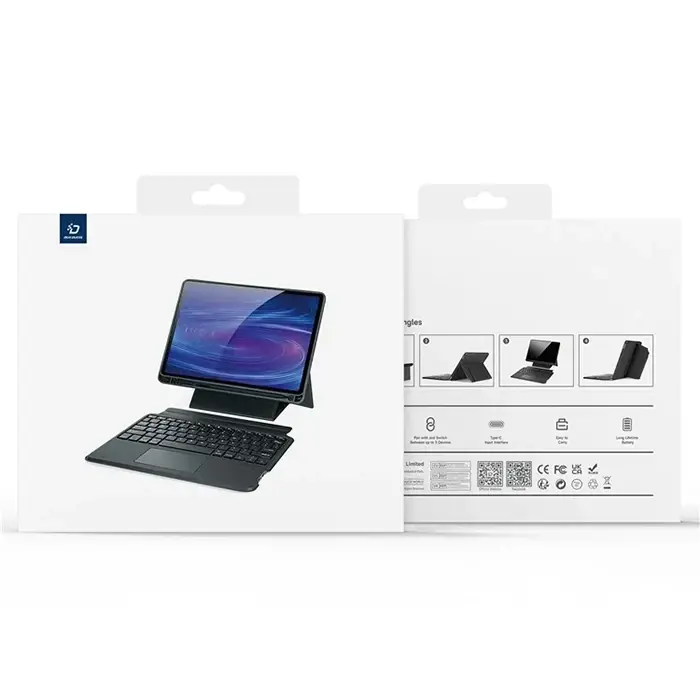 DUX DUCIS Galaxy Tab S8+ / S7+ / S7 FE İçin Ayrılabilir Bluetooth Klavye Touchpad PU Deri Kılıf-(5775)