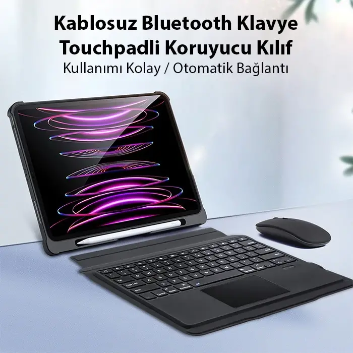 Dux Ducis iPad Pro 12.9 2022/2021/2020 SK Series Kablosuz Bluetooth Klavye Touchpad Kılıf-(5775)