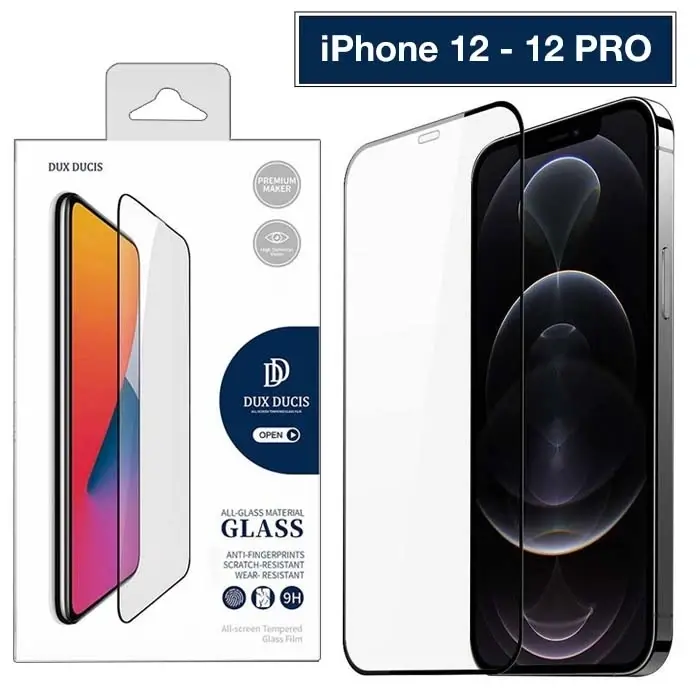 Dux Ducis iPhone 12 - 12 Pro 6.1inç Tempered Cam Ekran Koruyucu 10D Full Kaplama-(5775)