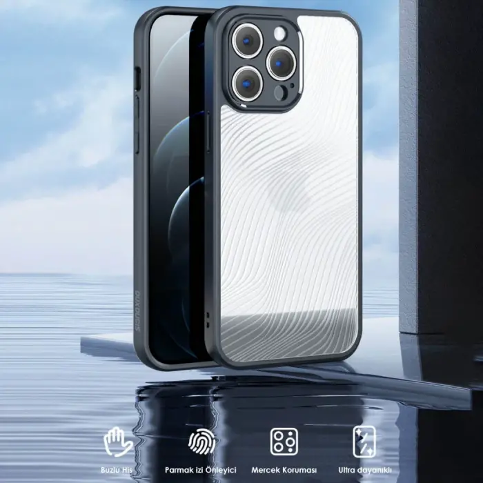 Dux Ducis iPhone 12 Pro Aimo Series Premium Buzlu Sert PC-TPU Kılıf-(5775)