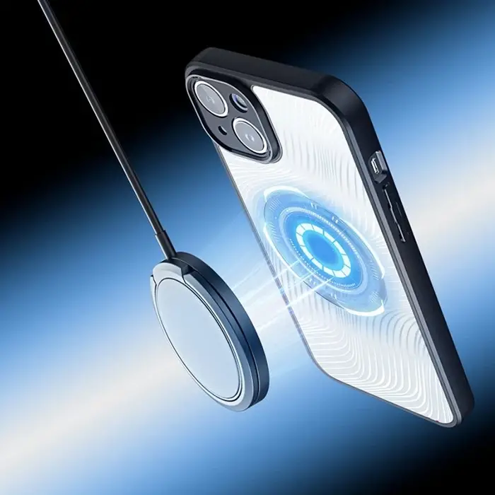 Dux Ducis iPhone 14 Plus Aimo Series MagSafe Premium Buzlu Sert PC-TPU Kılıf-(5775)