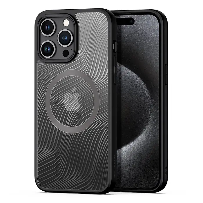 Dux Ducis iPhone 15 Pro Aimo Series MagSafe Premium Buzlu Sert PC-TPU Kılıf-(5775)