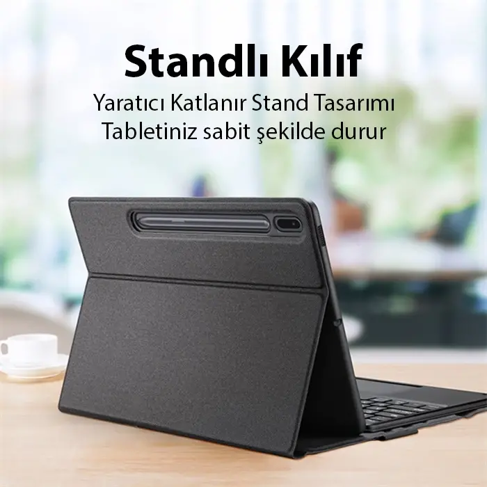 Dux Ducis SM Galaxy Tab S8 Plus-S7 Plus-S7 FE ile Uyumlu Bluetooth Klavye Touchpad Kılıf-(5775)