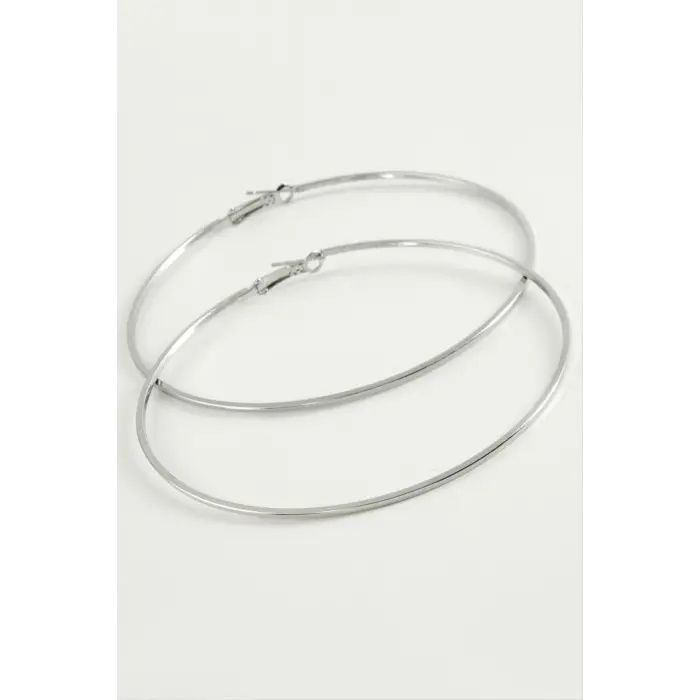 Düz İnce Boru Metal Halka Küpe 8-9-10 cm