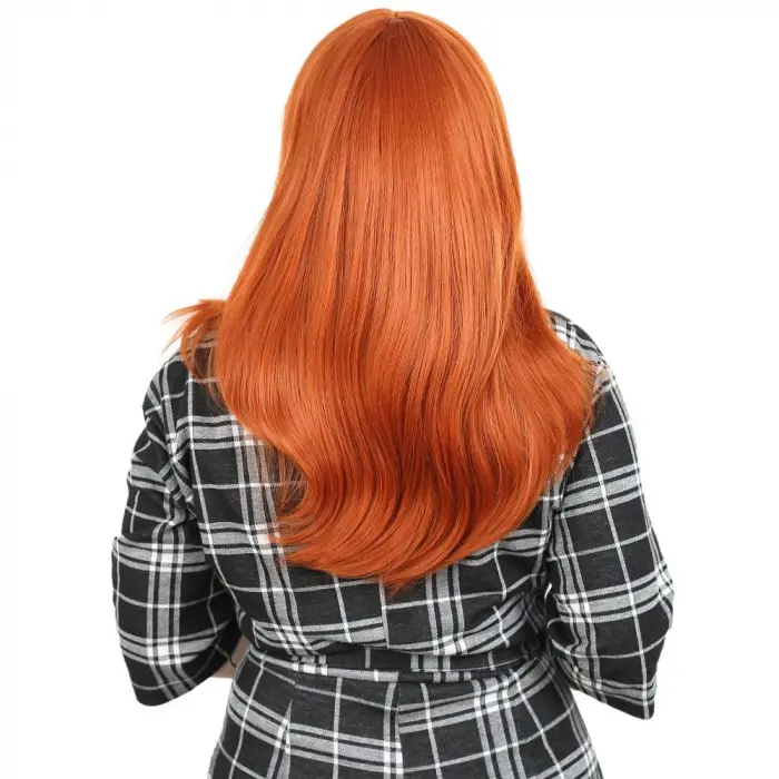 Düz Perçemli Orta Boy Fiber Sen Peruk / Bakır