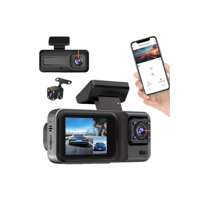 DVR Araç İçi Kamera Ön ve İç Kamera 2 İnç Ekranlı Çift Kamera