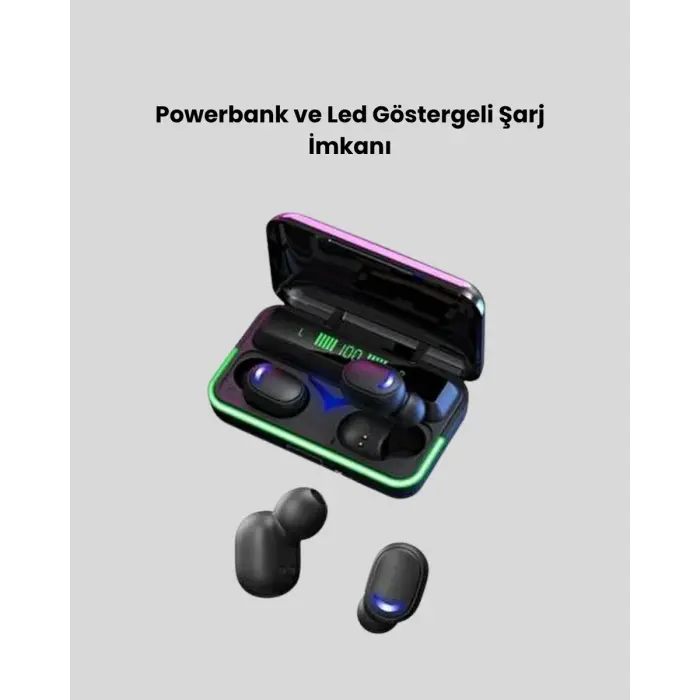 E10 Kablosuz Bluetooth Kulaklık – 3D Ses Powerbank Şarj Kutusu
