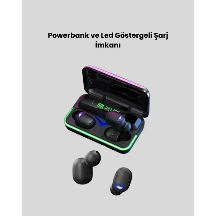 E10 Kablosuz Bluetooth Kulaklık – 3D Ses, Powerbank Şarj Kutusu