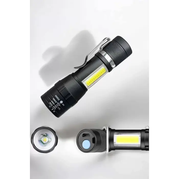 El Feneri Led USB Şarjlı Zoom Mini Led Işık Acil Durum Feneri
