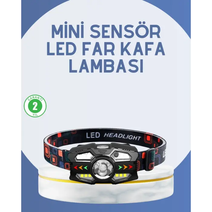 El Sensörlü LED Far Suya Dayanıklı Şarjlı Kafa Lambası