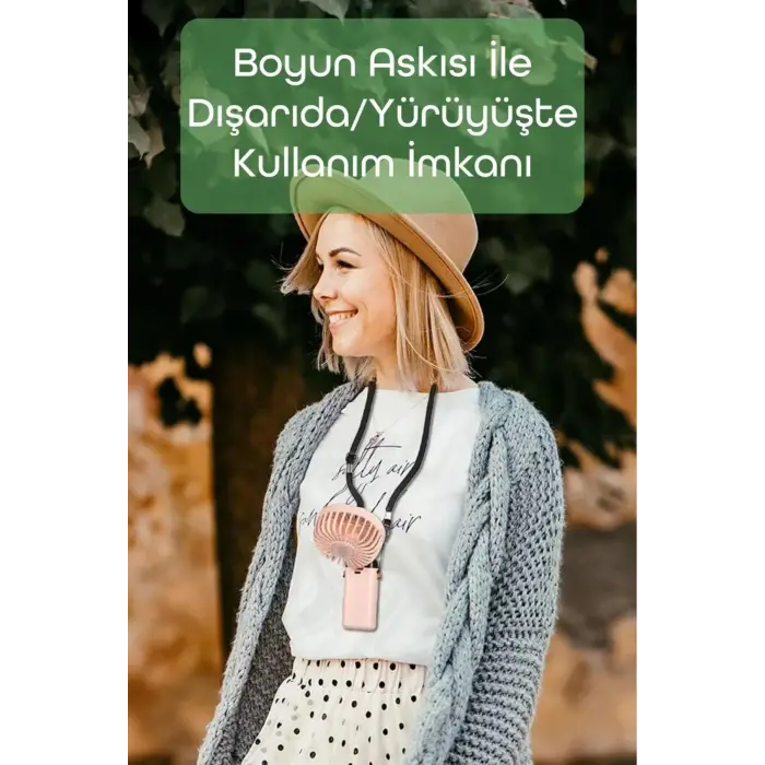 El vantilatörü dijital ekranlı şarjlı mini masa ve boyun tipi lacivert 2 yıl garantili