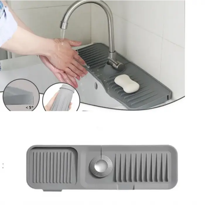 Elastik Mutfak Banyo Musluk Matı Düzenleyici Kaydırmaz Taban Organizer Labo Kenar Matı