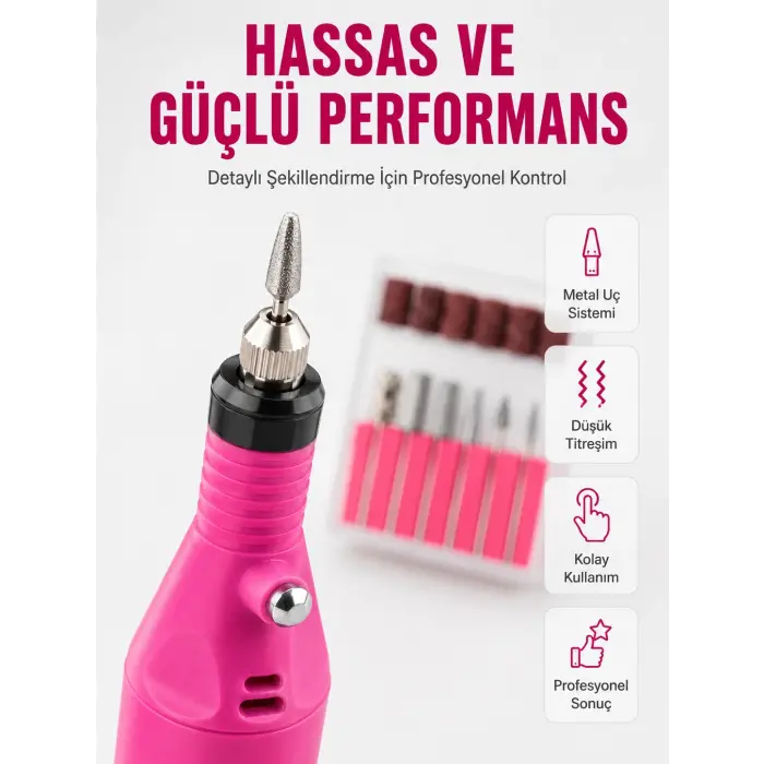Elektrikli Manikür Pedikür Törpü Seti 6 Başlıklı Yeni Nesil