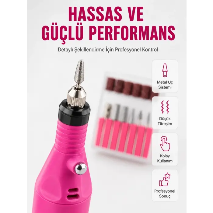 Elektrikli Manikür Pedikür Törpü Seti 6 Başlıklı Yeni Nesil