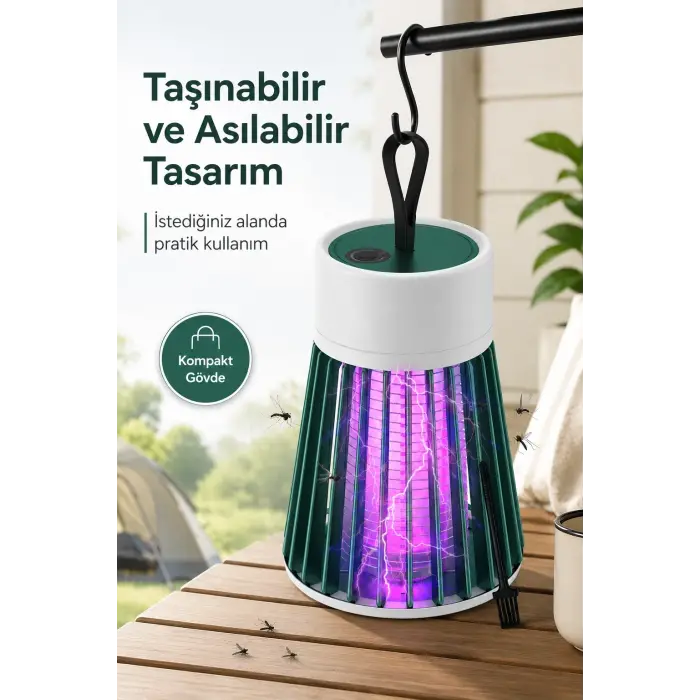 Elektrikli Sinek Öldürücü Mor Işıklı Taşınabilir Haşere Lambası Tek Tuşlu Cihaz