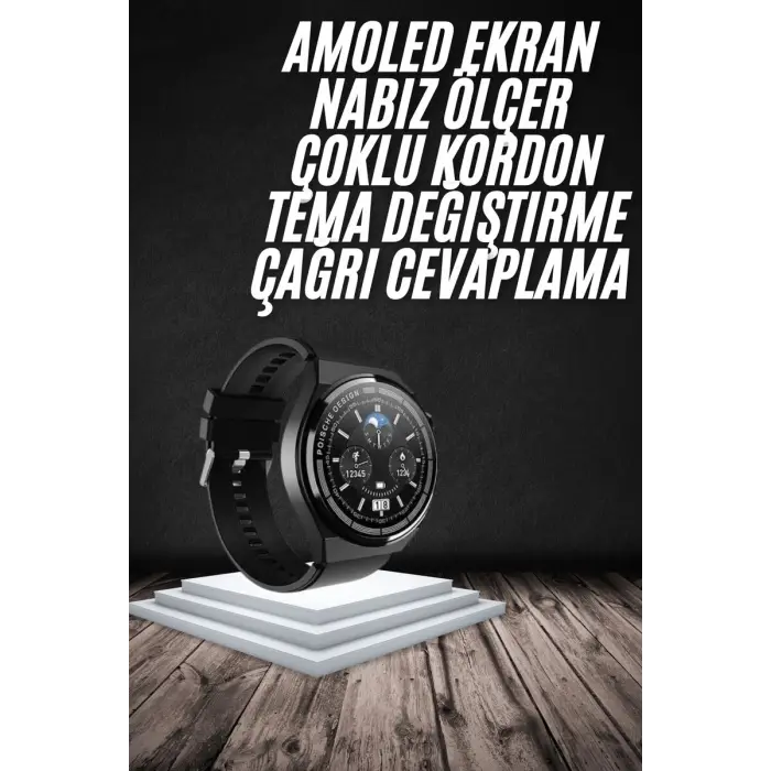 En Çok Tercih Edilen Akıllı Saat Amoled Ekran Nabız Sensörü GPS Uyumlu Adımsayar
