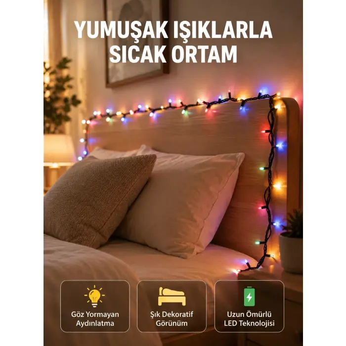 Enerji Tasarruflu Şeffaf Kablo 5 m 50 LED Dekor Işık Yeni Nesil