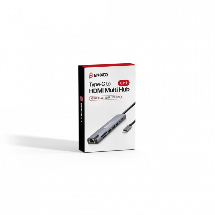 ENKADO EKD-TP42, Type-C to To HDMI, 2PD, 2 USB 2.0 HDMI 4K + SD/TF, Ethernet 100mbs Multi· Hub