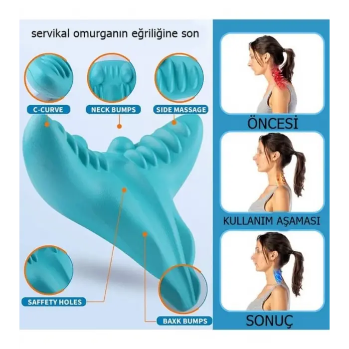 Ergonomik Boyun Masaj Yastığı – Servikal Traksiyon Destekli, Omurilik Ortopedik Yastık