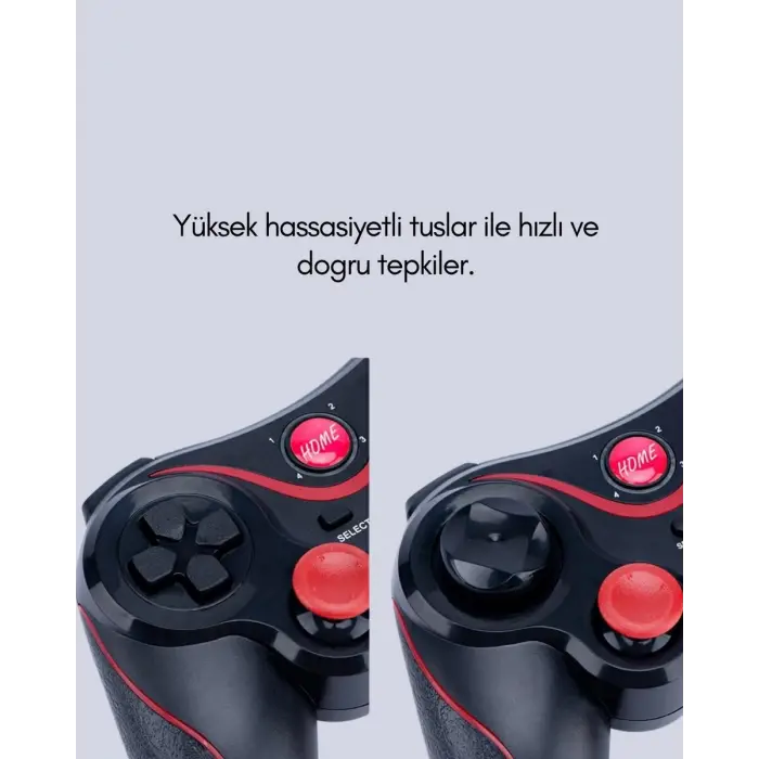 Ergonomik Tasarımlı Kablosuz Bluetooth Gamepad Titreşimli