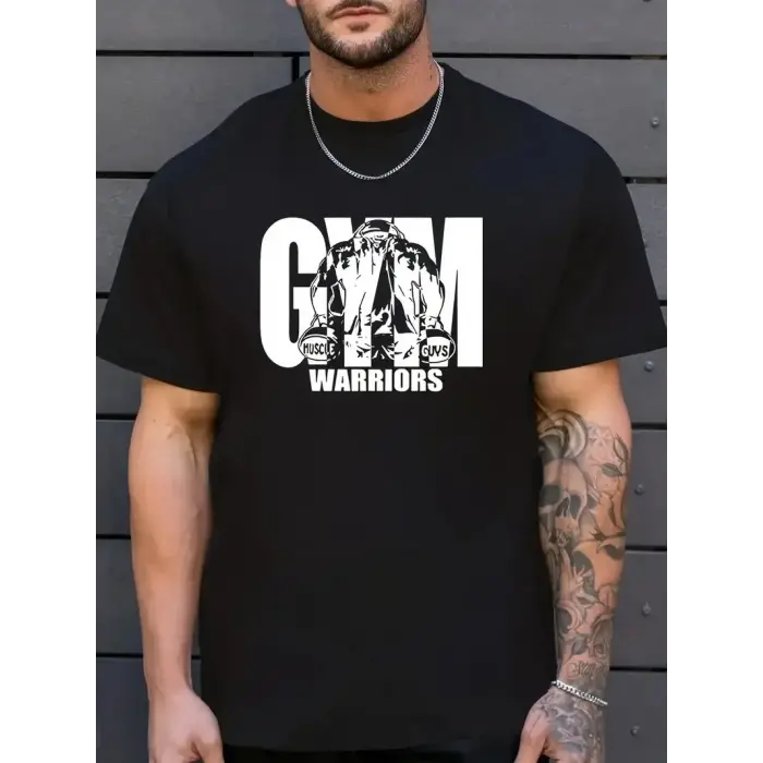 Erkek Baskılı Tişört Kısa Kol Bisiklet Yaka Regular fit Rahat kalıp T-Shirt - Siyah