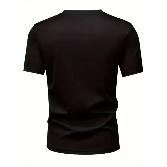 Erkek Kısa Kol Yazlık Tişört Bisiklet Yaka Baskılı Oversize T-Shirt - Siyah