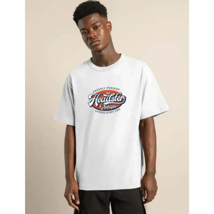 Erkek Baskılı T-Shirt Kısa Kol Bisiklet Yaka Regular Fit Rahat Kalıp Günlük Tişört - Beyaz